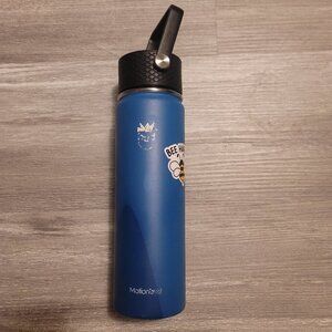 Blue screw top Motionbud water bottle with straw 22oz